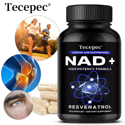 NAD+ Supplements, Supplements with Quercetin + Resveratrol - Supports Cell Health, Muscle, Brain, Vision and Heart Health