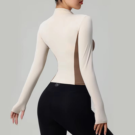 High Quality Workout Fitness Long Sleeve Top with 2 Sides Zipper Finger Hole Mix Colours Jacket