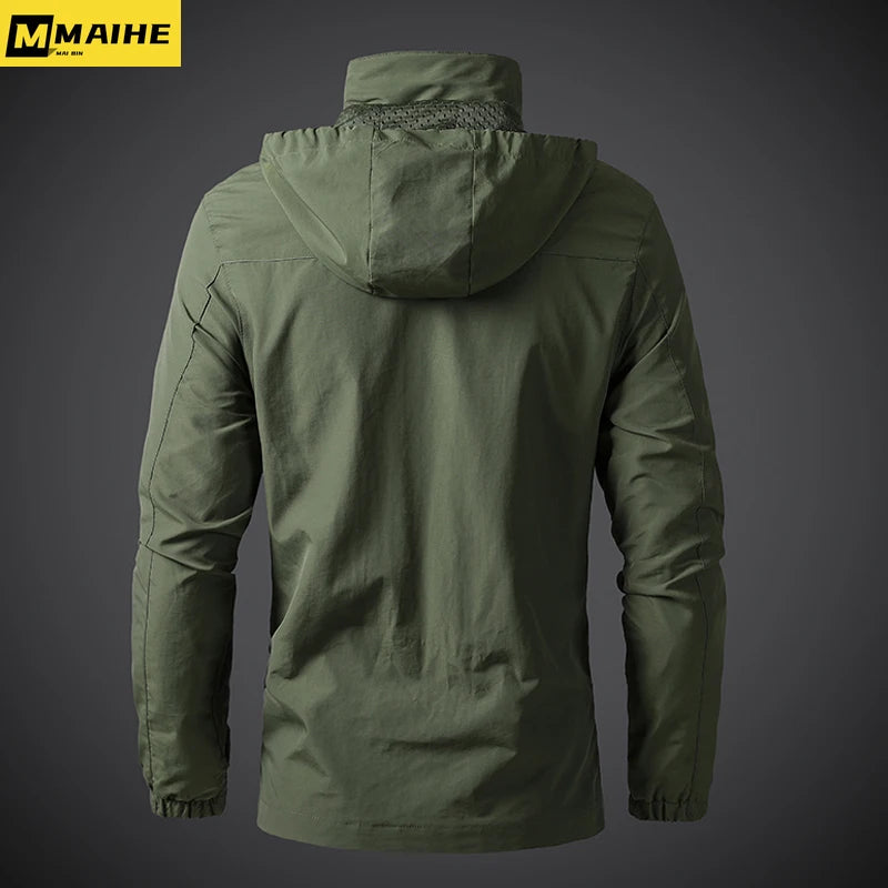 Mens Windbreaker Jackets Waterproof Military Hooded Coat Male New Combat Jackets Men Autumn Outdoor Hiking Biking Bomber Outwear