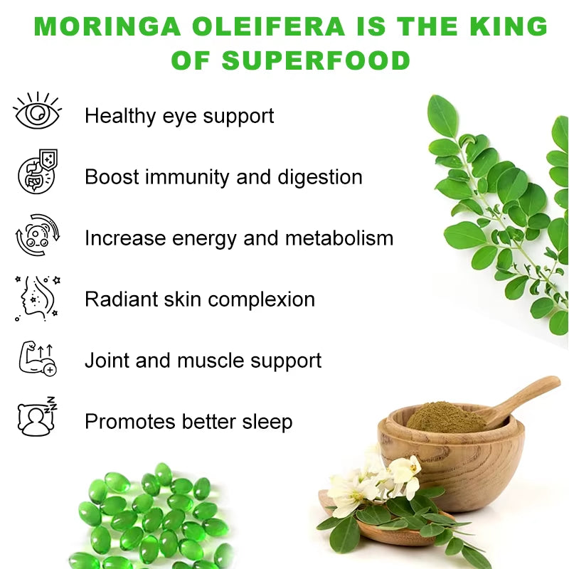 Hot Sale Natural Moringa Oleifera Leaf & Black Seed Oil Capsule Compound Vitamin Daily Nutritional Supplement