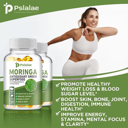 Moringa Capsules 1000Mg - for Immune System, Energy & Metabolism, Antioxidant