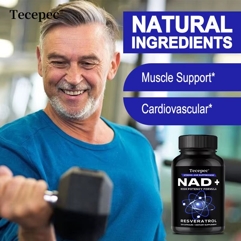 NAD+ Supplements, Supplements with Quercetin + Resveratrol - Supports Cell Health, Muscle, Brain, Vision and Heart Health