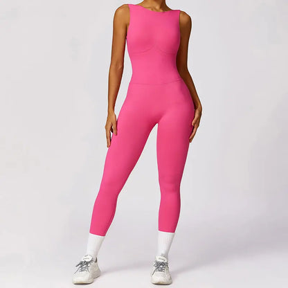 New Women Seamless Jumpsuits One-Piece Yoga Suit Dance Belly Tightening Fitness Workout Set Stretch Bodysuit Push Up Gym Clothes