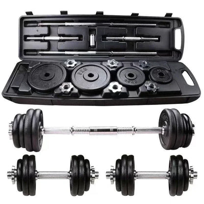 High-Quality 15-50Kg Painted Dumbbell Set Can Be Turned into Barbell Household Weight Lifting Squat Fitness Equipment.