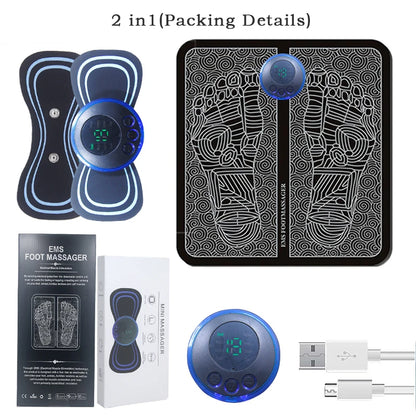 Portable Massage Foot Pad Massage Patch Massage Pen Cervical Neck and Back Full Body Massage Combination Set