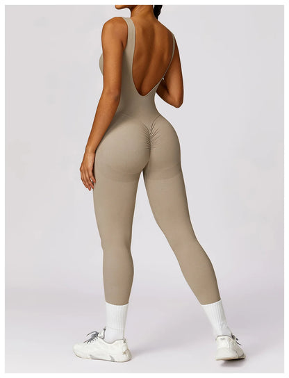 New Women Seamless Jumpsuits One-Piece Yoga Suit Dance Belly Tightening Fitness Workout Set Stretch Bodysuit Push Up Gym Clothes