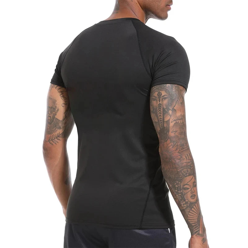 Men's Print Compression Shirts Summer Short Sleeve Rash Guard Gym Workout T-shirt Athletic Quick Dry Baselayer Undershirts Tops