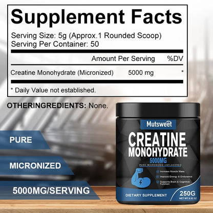 Monohydrate Creatine 5000Mg Body Builder Energy Performance Keto-Friendly Whey Proteins for Muscle Health Non-Gmo Gluten-Free