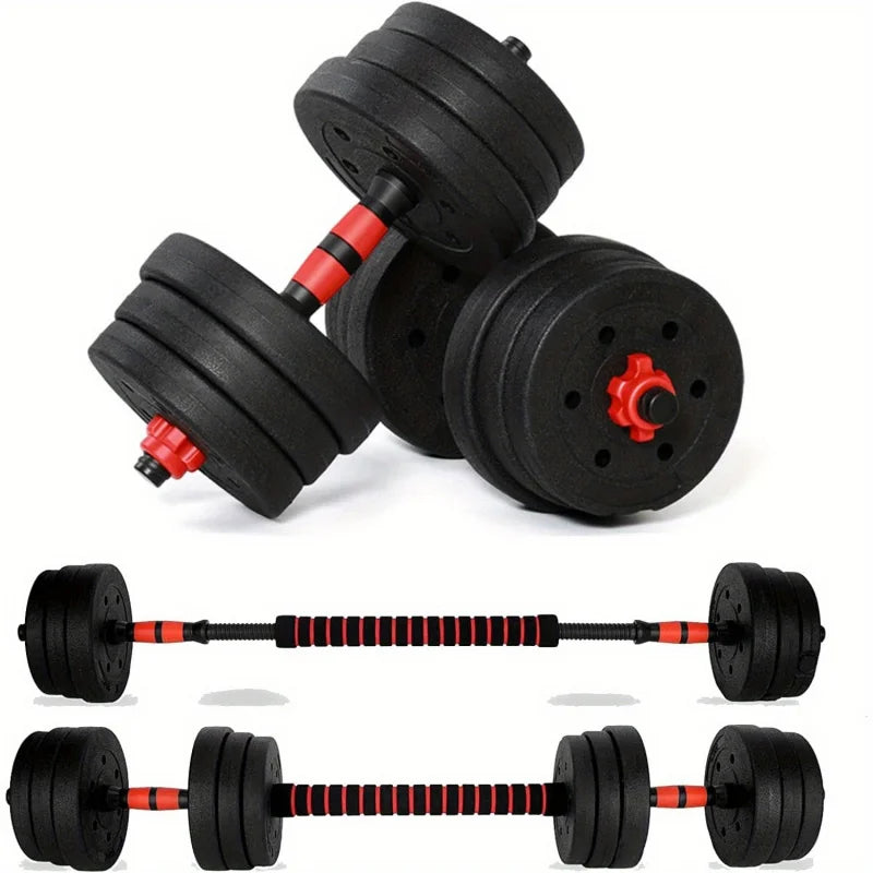 20KG Dumbbells Barbell Set Adjustable Dumbbells Weights Set with Connecting Rod 2 in 1 Dumbells and Barbell Set Weight Lifting