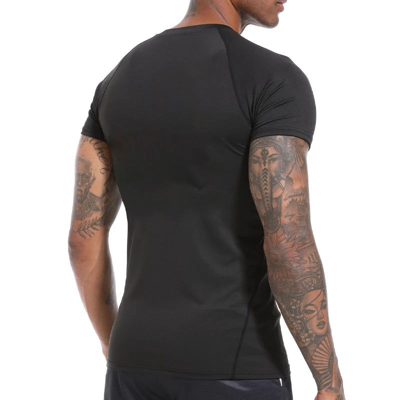 Men's Print Compression Shirts Summer Short Sleeve Rash Guard Gym Workout T-shirt Athletic Quick Dry Baselayer Undershirts Tops