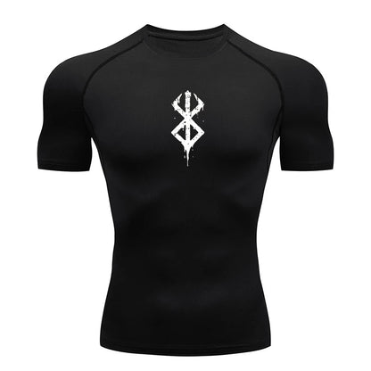 Men's Print Compression Shirts Summer Short Sleeve Rash Guard Gym Workout T-shirt Athletic Quick Dry Baselayer Undershirts Tops