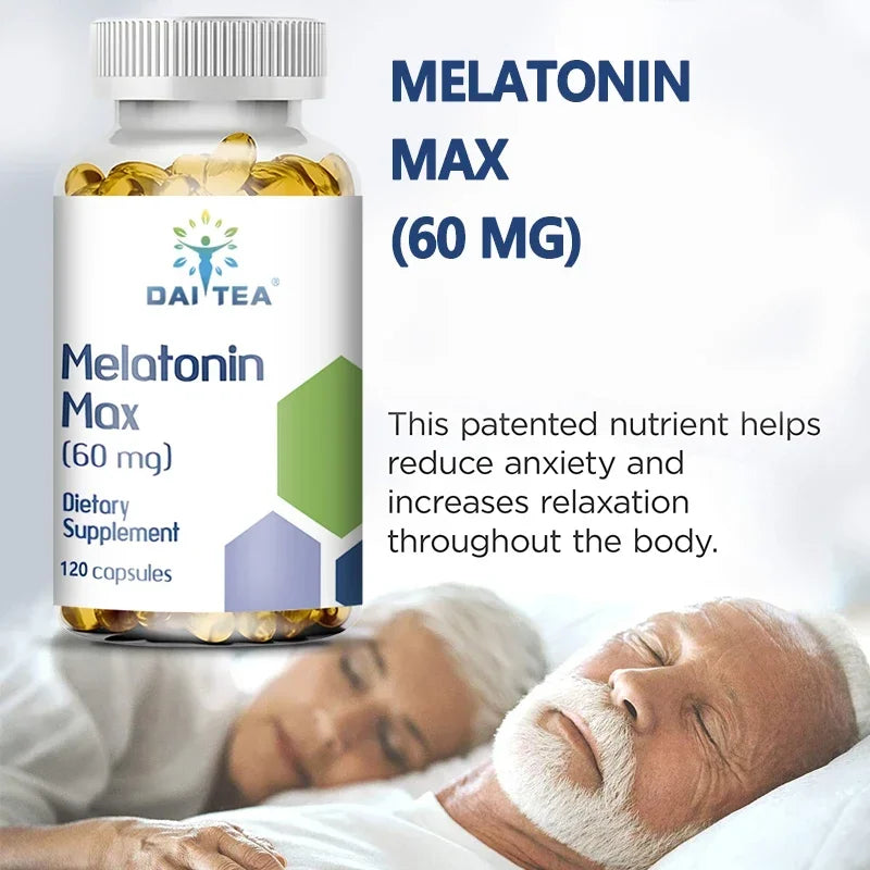 Melatonin MAX (60 Mg) Quick Dissolve Capsules - Fall Asleep Faster, Promote Deep Sleep and Rest, Easy to Take, Immune Health