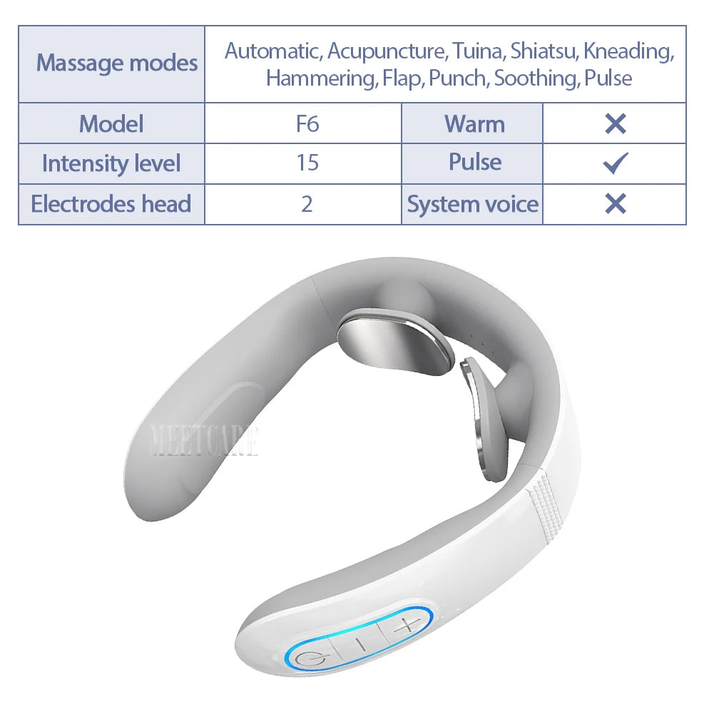 TENS Pulse Back Neck Massage Wireless Smart Sholder Cervical Massager Heating Relief Pain Muscle Punch Beating Health