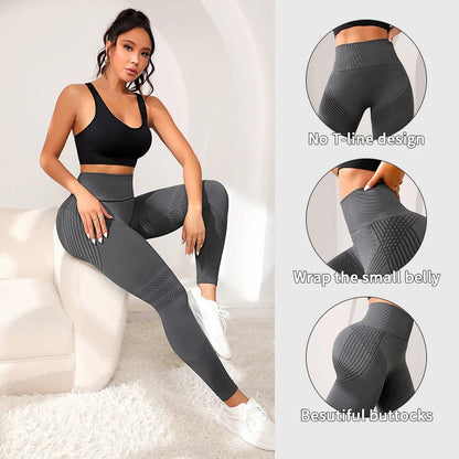 Sports Pants With Sexy Lines Lifting Buttocks Sports Tight Pants Women's High Waisted Elastic Fitness Pants Running Yoga Pants