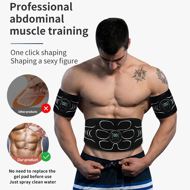 EMS Muscle Stimulator Abs Trainer Abdominal Muscle Toner Electronic Toning Belts Fitness Massage Slimming Device USB Recharge