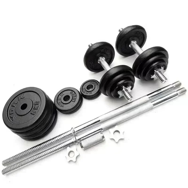 High-Quality 15-50Kg Painted Dumbbell Set Can Be Turned into Barbell Household Weight Lifting Squat Fitness Equipment.