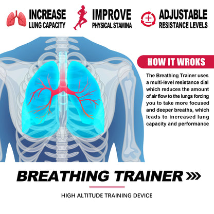 Portable Respiratory Trainer. Improve Breathing Capacity | Adjustable Resistance, Adjustable to Different Fitness Needs