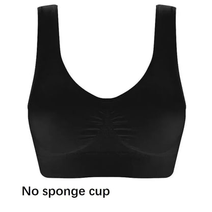 Women Seamless Bras Camisole Underwear Crop Top XXL 3XL Black Pure Color Sports Gym Running Fitness Yoga