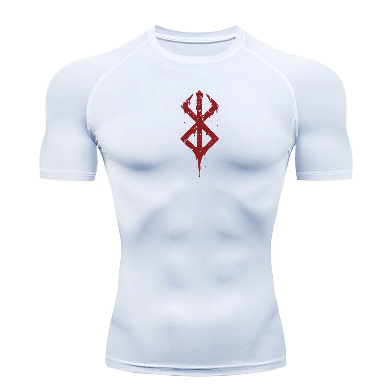 Men's Print Compression Shirts Summer Short Sleeve Rash Guard Gym Workout T-shirt Athletic Quick Dry Baselayer Undershirts Tops