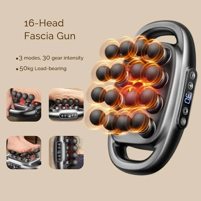 Electric Fascia Gun High Frequency Vibration Muscle Massager Cervical Back Leg Massage Shaping Fitness Tool Red Light Massage