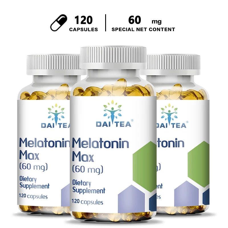 Melatonin MAX (60 Mg) Quick Dissolve Capsules - Fall Asleep Faster, Promote Deep Sleep and Rest, Easy to Take, Immune Health