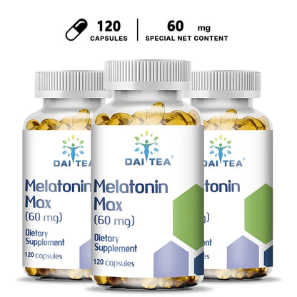 Melatonin MAX (60 Mg) Quick Dissolve Capsules - Fall Asleep Faster, Promote Deep Sleep and Rest, Easy to Take, Immune Health