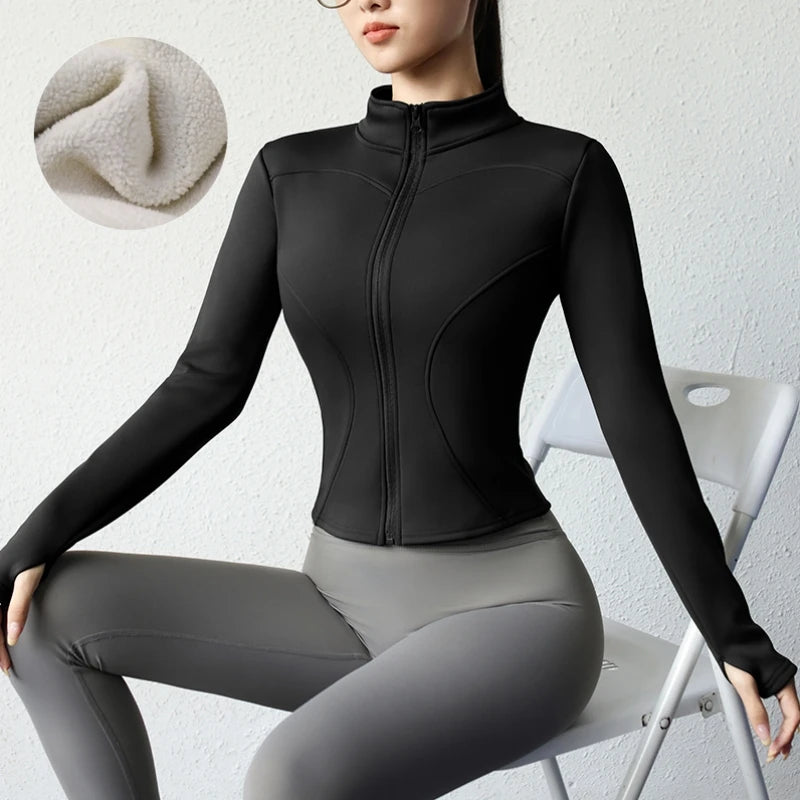 2025 New Yoga Coat Short Sports Jacket WOMEN'S Fitness Clothes Slimming Body Sculpting Zipper Yoga Jacket