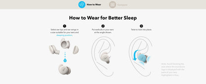 Soundcore Sleep A20 by Anker Sleep Earbuds, Noise Blocking Sleep Headphones, Small Design for Side Sleepers, 80H Playtime A6611