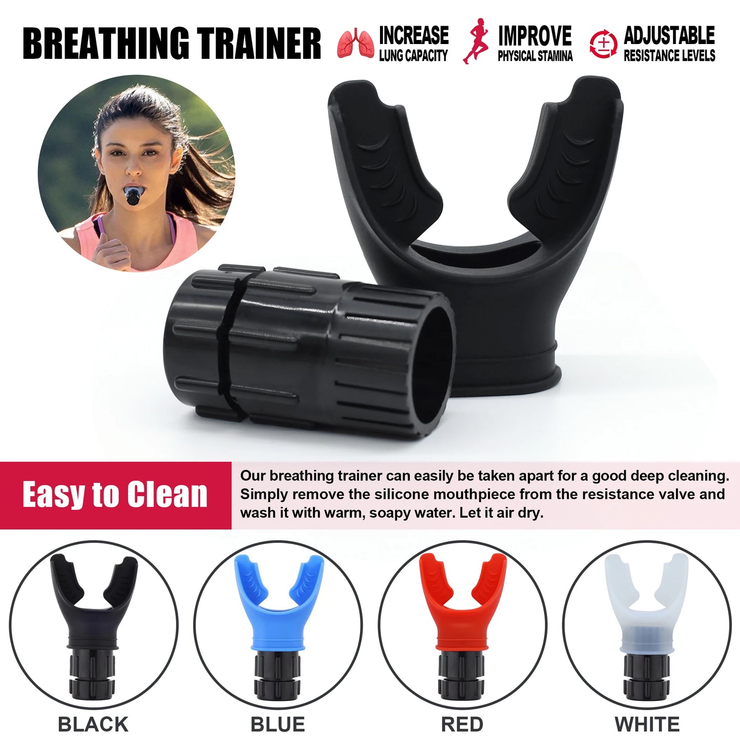 Portable Respiratory Trainer. Improve Breathing Capacity | Adjustable Resistance, Adjustable to Different Fitness Needs