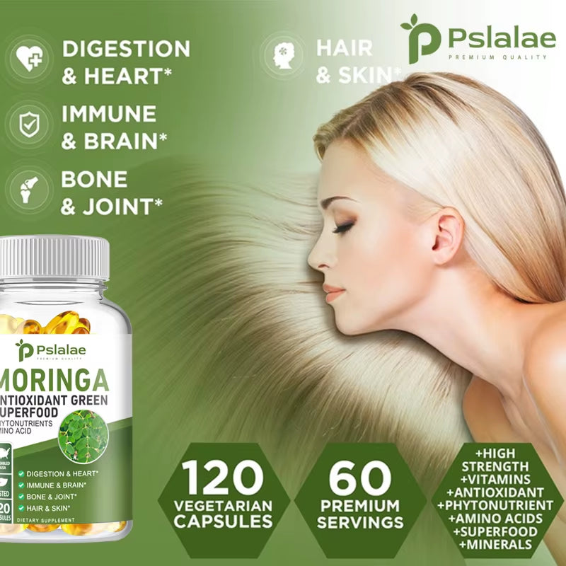 Moringa Capsules 1000Mg - for Immune System, Energy & Metabolism, Antioxidant