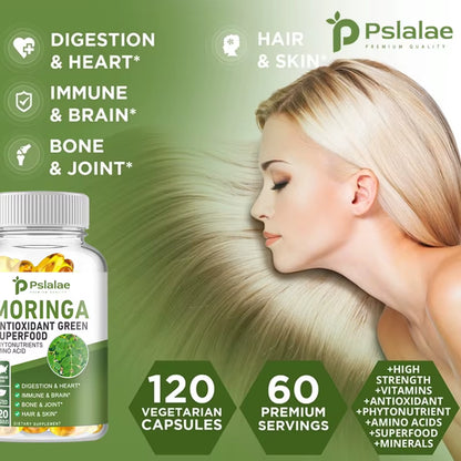 Moringa Capsules 1000Mg - for Immune System, Energy & Metabolism, Antioxidant