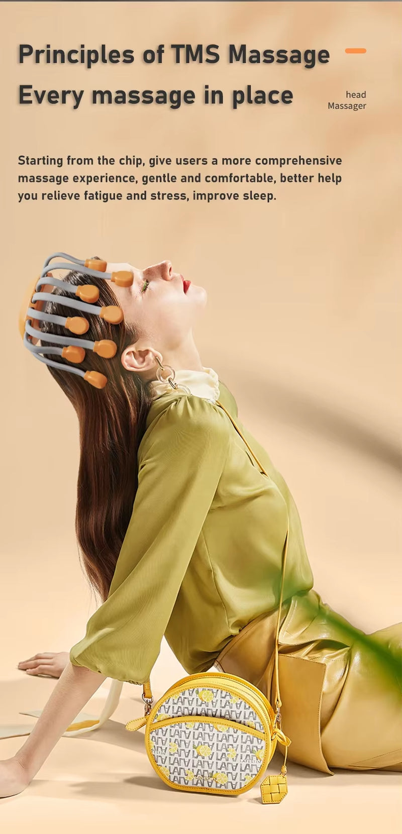 20Massage Heads Orange Scalp Head Massager Red Light Vibrator Octopus Scratcher for Relaxation Stress Migraine