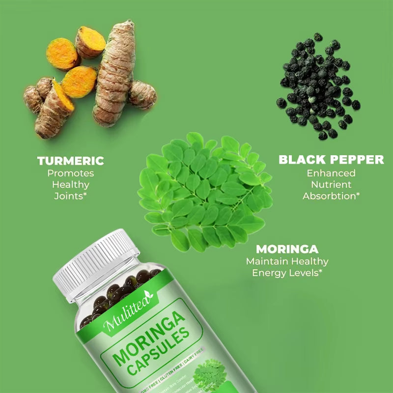 Hot Sale Natural Moringa Oleifera Leaf & Black Seed Oil Capsule Compound Vitamin Daily Nutritional Supplement