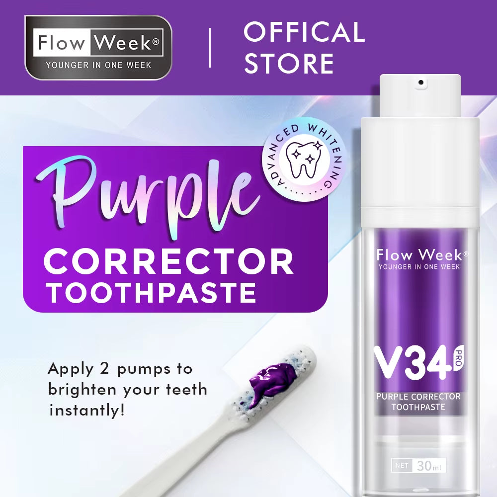 V34 Purple Toothpaste, Teeth Whitening V34, White Teeth, White Toothpaste, Bleach Teeth, Remove Cigarette Coffee Stains